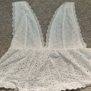White eyelet top